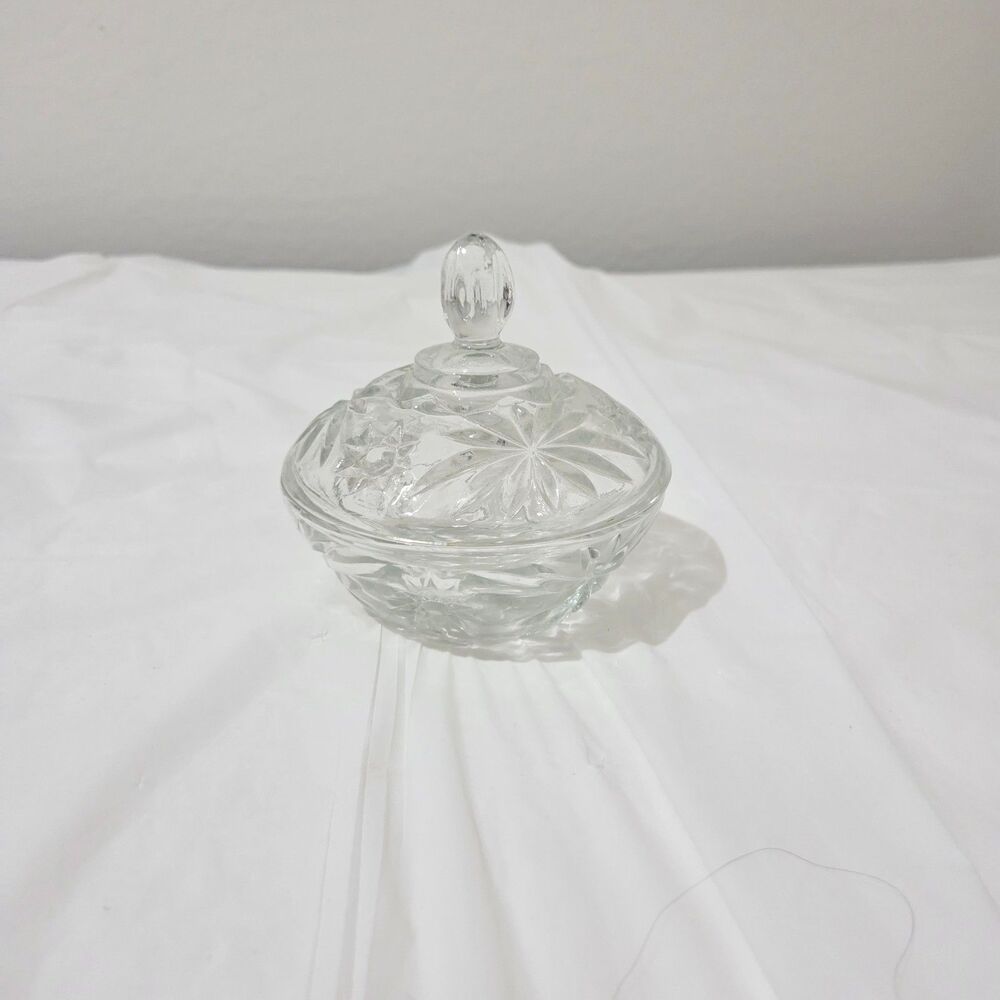 Vintage Anchor Hocking Prescut Star of David Covered Candy Dish Glass Lid